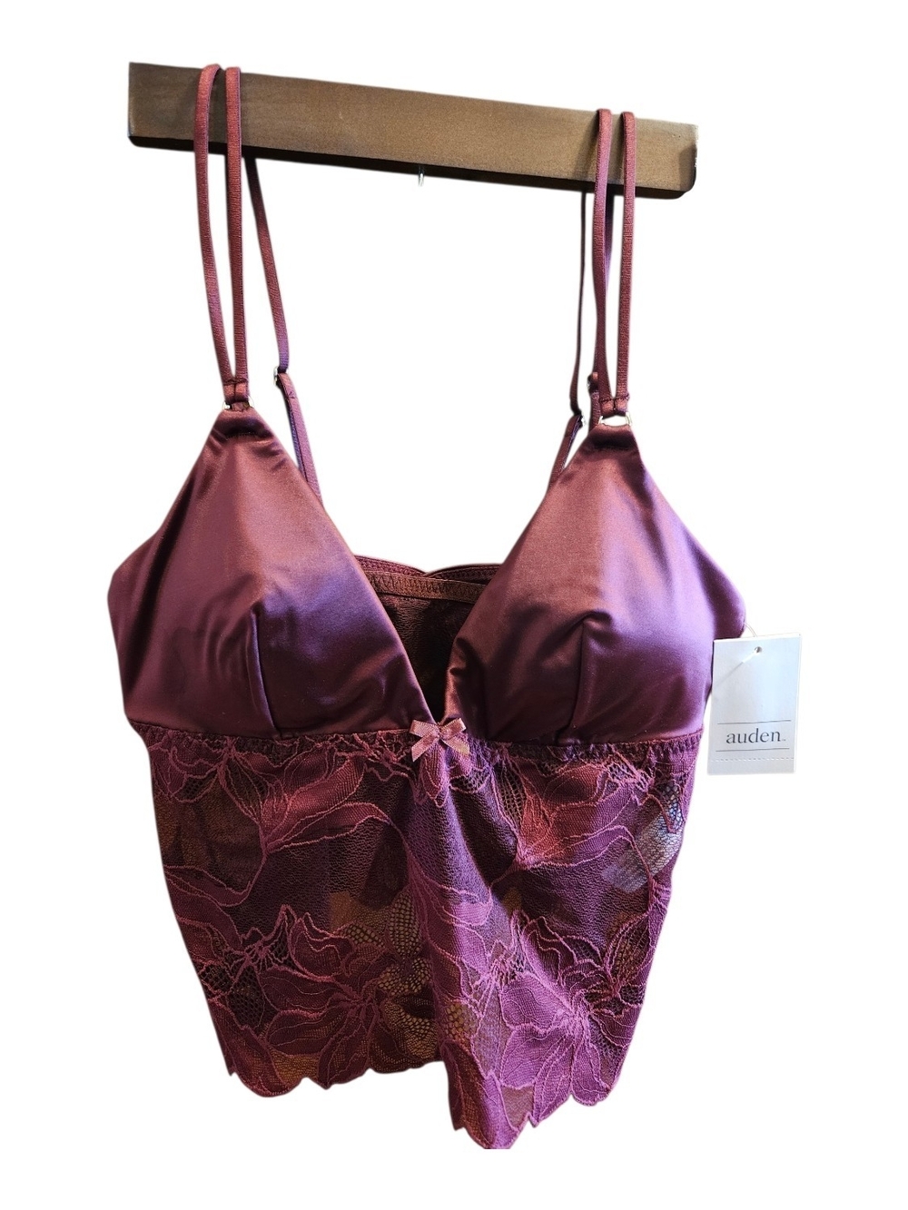 Auden Satin & Lace Chemise in Plum